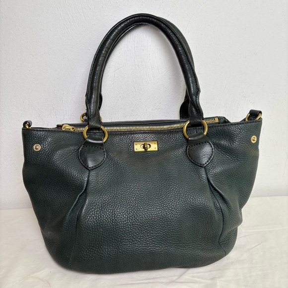 J. CREW Forest Green Pebbled Leather Brampton Hobo Satchel Crossbody Bag Purse - Picture 9 of 11